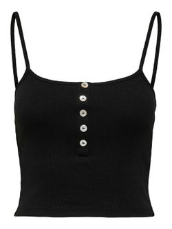 Top corto canalé con botones Only Black