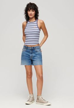 Top corto canalé rayas Superdry Blue