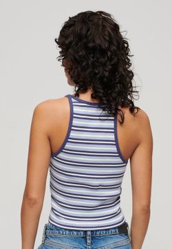 Top corto canalé rayas Superdry Blue