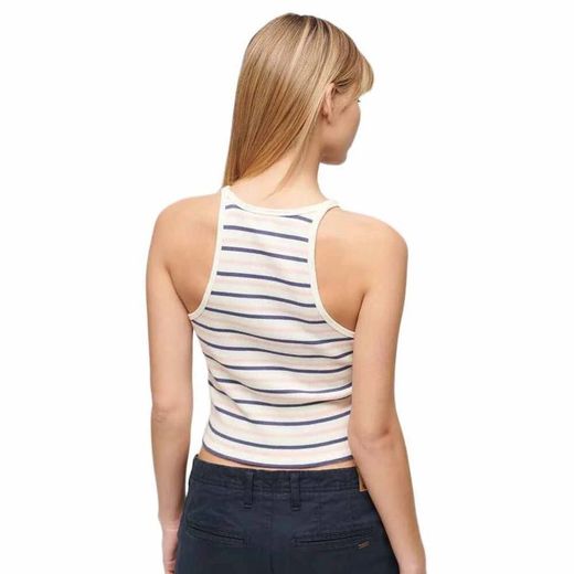 Top corto canalé rayas Superdry Navy