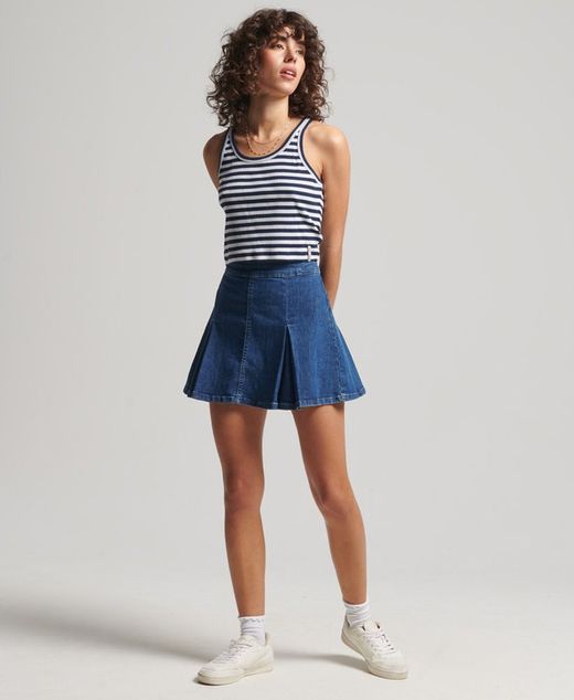 Top corto canalé rayas Superdry Navy