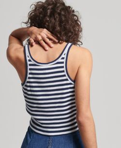 Top corto canalé rayas Superdry Navy
