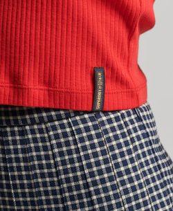 Top corto canalé Superdry Red