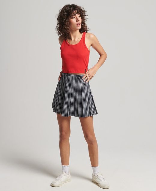 Top corto canalé Superdry Red