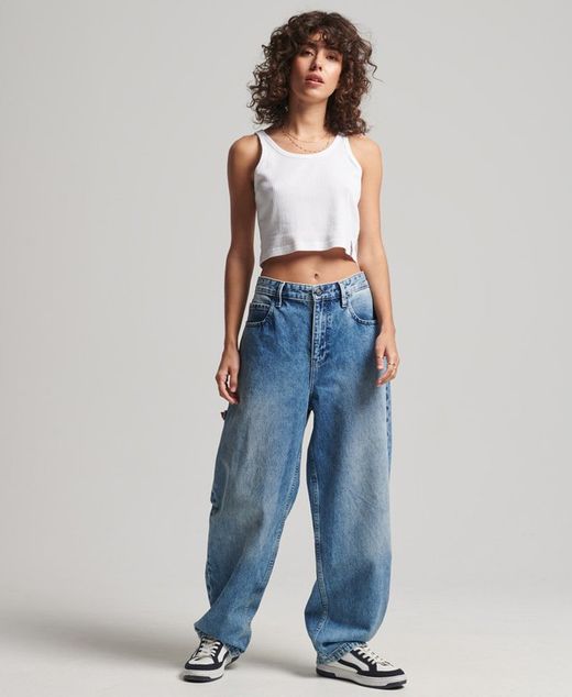 Top corto canalé Superdry White