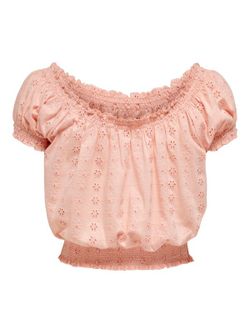 Top corto con calado floral Only Peach Whip