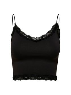 Top corto con detalle puntilla Only Black