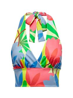 Top corto con estampado tropical multicolor Neon & Nylon Lime