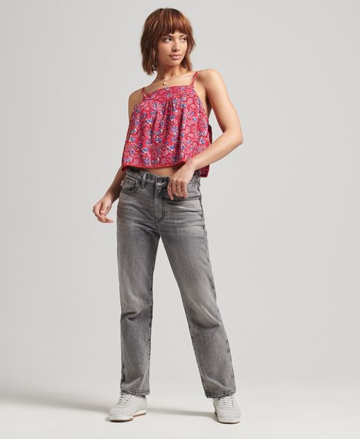 Top corto de tirante fino estampado Superdry Red