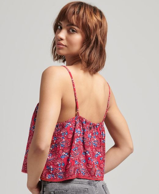 Top corto de tirante fino estampado Superdry Red