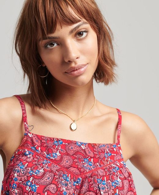 Top corto de tirante fino estampado Superdry Red