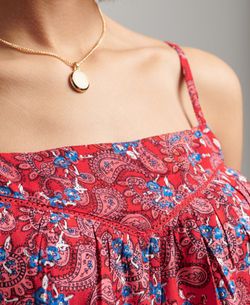 Top corto de tirante fino estampado Superdry Red