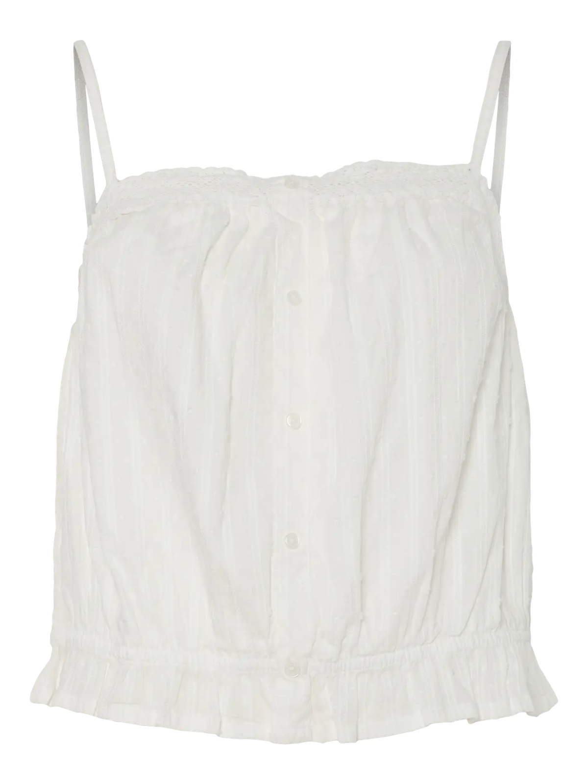 Top corto de tirantes con goma Pieces Cloud Dancer 4XL