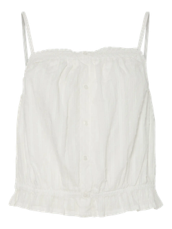 Top corto de tirantes con goma Pieces Cloud Dancer