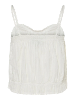 Top corto de tirantes con goma Pieces Cloud Dancer