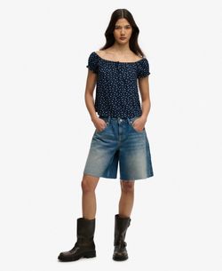 Top de m/c con estampado flores Superdry Navy