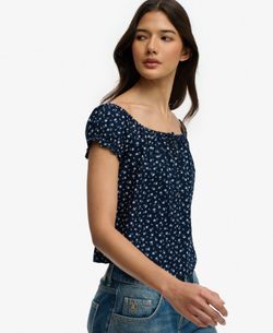 Top de m/c con estampado flores Superdry Navy