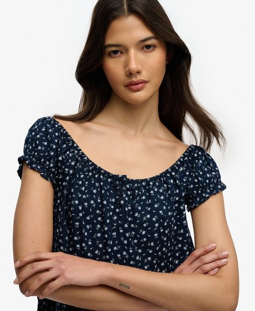 Top de m/c con estampado flores Superdry Navy