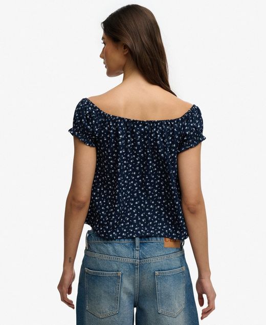 Top de m/c con estampado flores Superdry Navy