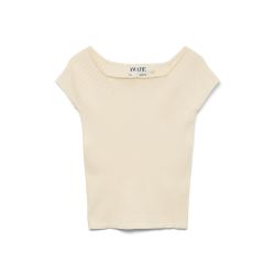 Top de punto canalé Vero Moda Bone White