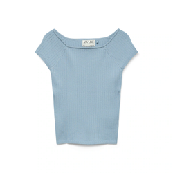 Top de punto canalé Vero Moda Dusty Blue