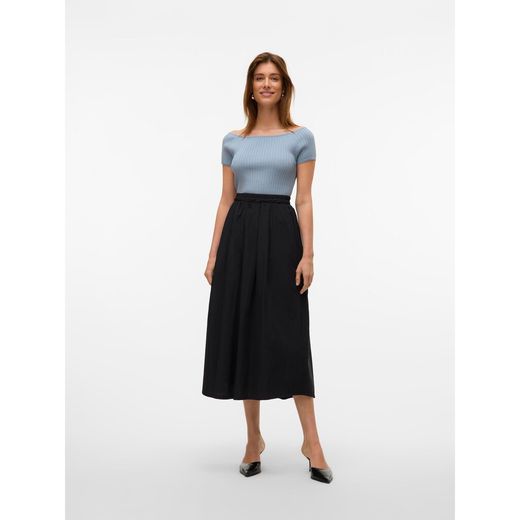 Top de punto canalé Vero Moda Dusty Blue