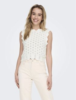 Top de punto s/m con calados Only Cloud Dancer