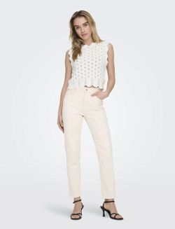 Top de punto s/m con calados Only Cloud Dancer