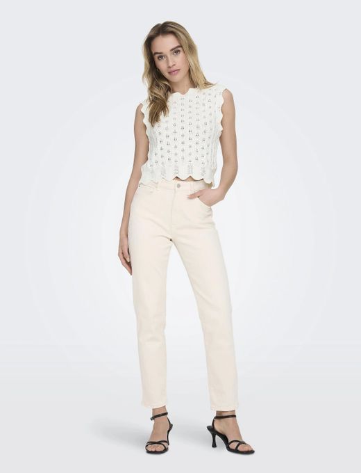 Top de punto s/m con calados Only Cloud Dancer