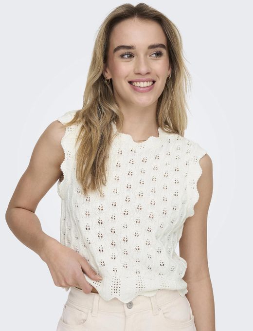 Top de punto s/m con calados Only Cloud Dancer