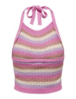 Top de punto con rayas multicolor Jdy Fucsia