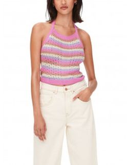Top de punto con rayas multicolor Jdy Fucsia