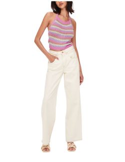 Top de punto con rayas multicolor Jdy Fucsia