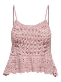 Top de punto corto de tirantes con volante Only Rose Smoke