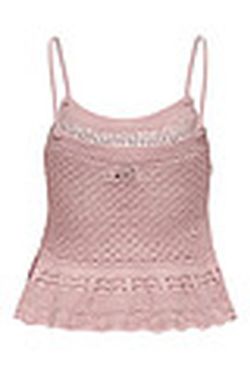 Top de punto corto de tirantes con volante Only Rose Smoke