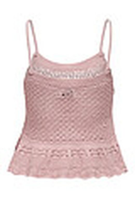 Top de punto corto de tirantes con volante Only Rose Smoke