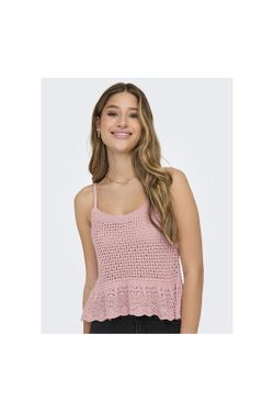 Top de punto corto de tirantes con volante Only Rose Smoke