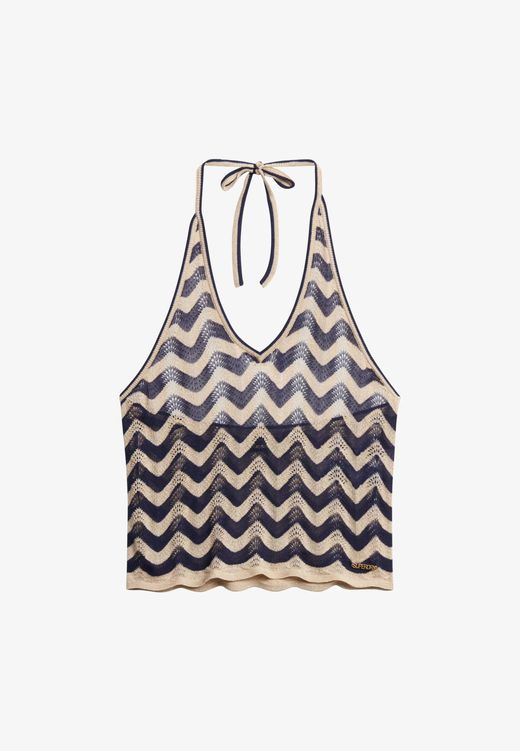 Top de punto corto zig zag Superdry Navy