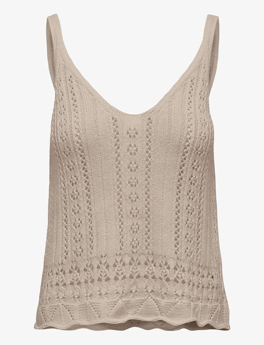 Top de punto de tirantes con calados Only Feather Gray