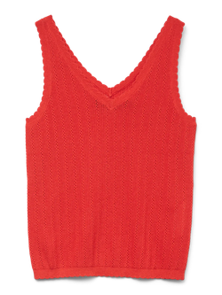 Top de punto de tirantes cuello pico Vero Moda Fiery Red