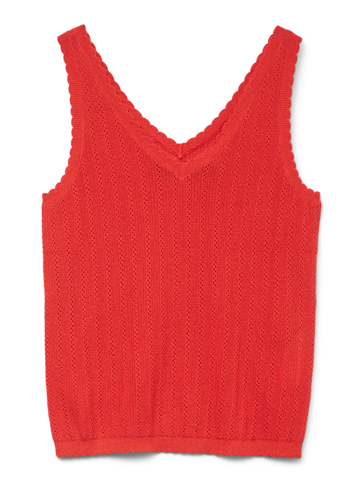 Top de punto de tirantes cuello pico Vero Moda Fiery Red