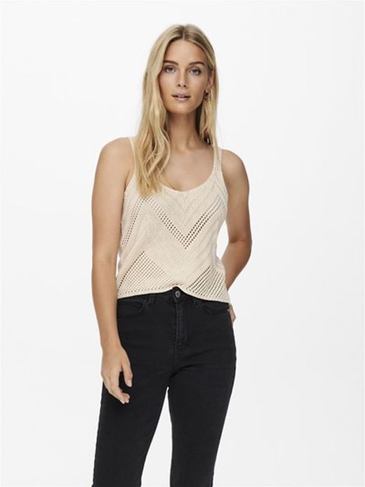 Top de punto de tirantes Jdy Beige