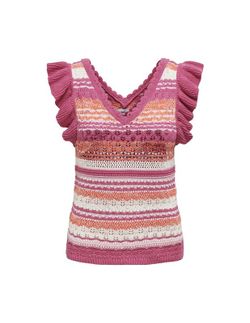 Top de punto rayas bicolor Only Strawberry Cream