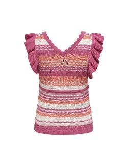 Top de punto rayas bicolor Only Strawberry Cream