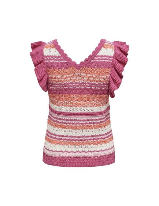 Top de punto rayas bicolor Only Strawberry Cream