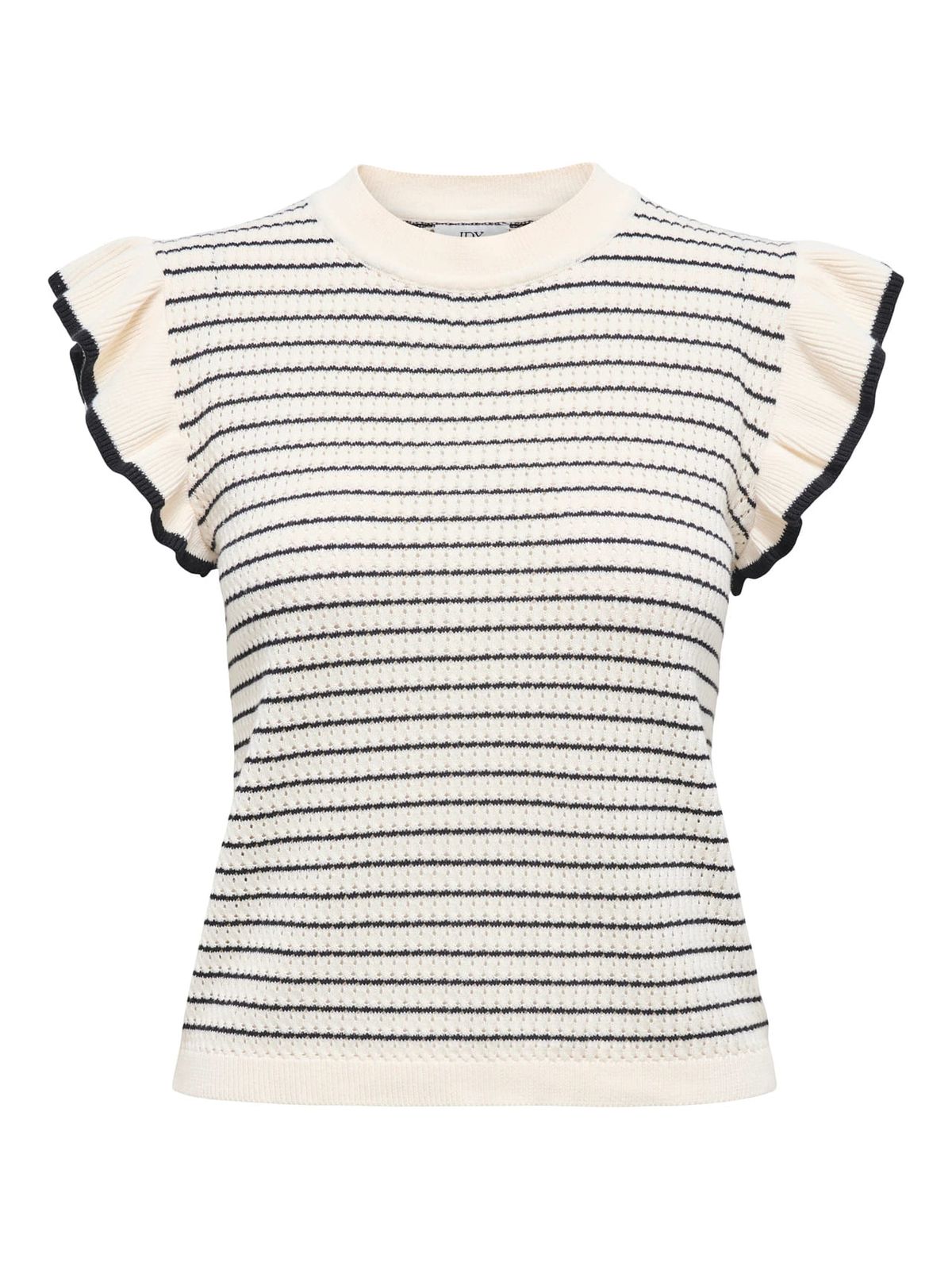 Top de punto rayas con volante Jdy Cloud Dancer