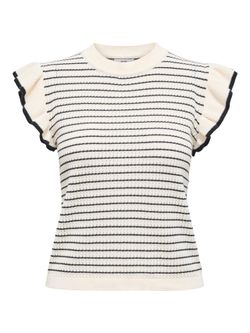 Top de punto rayas con volante Jdy Cloud Dancer