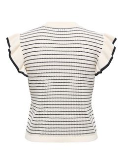 Top de punto rayas con volante Jdy Cloud Dancer