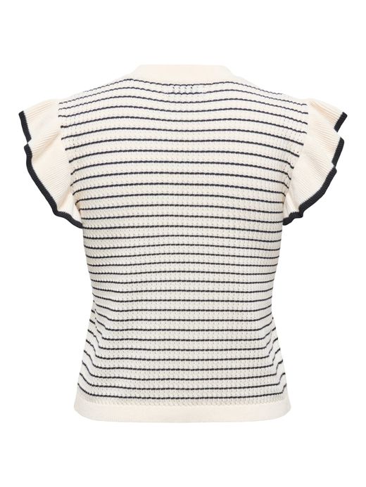 Top de punto rayas con volante Jdy Cloud Dancer