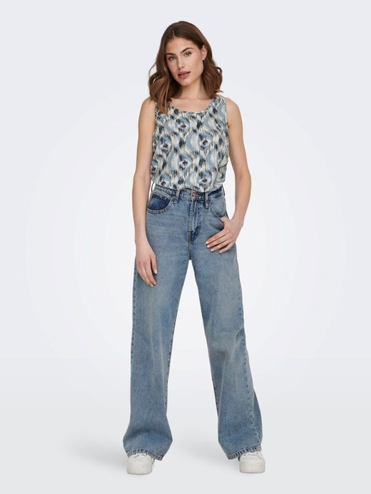 Top de tirante ancho con estampado geométrico Only Faded Denim